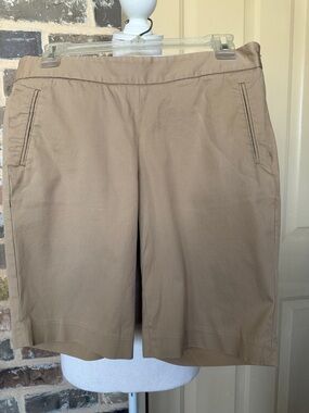 J. Crew Classic Khaki 10.5” Bermuda Shorts Side Zip Timeless Classic Preppy